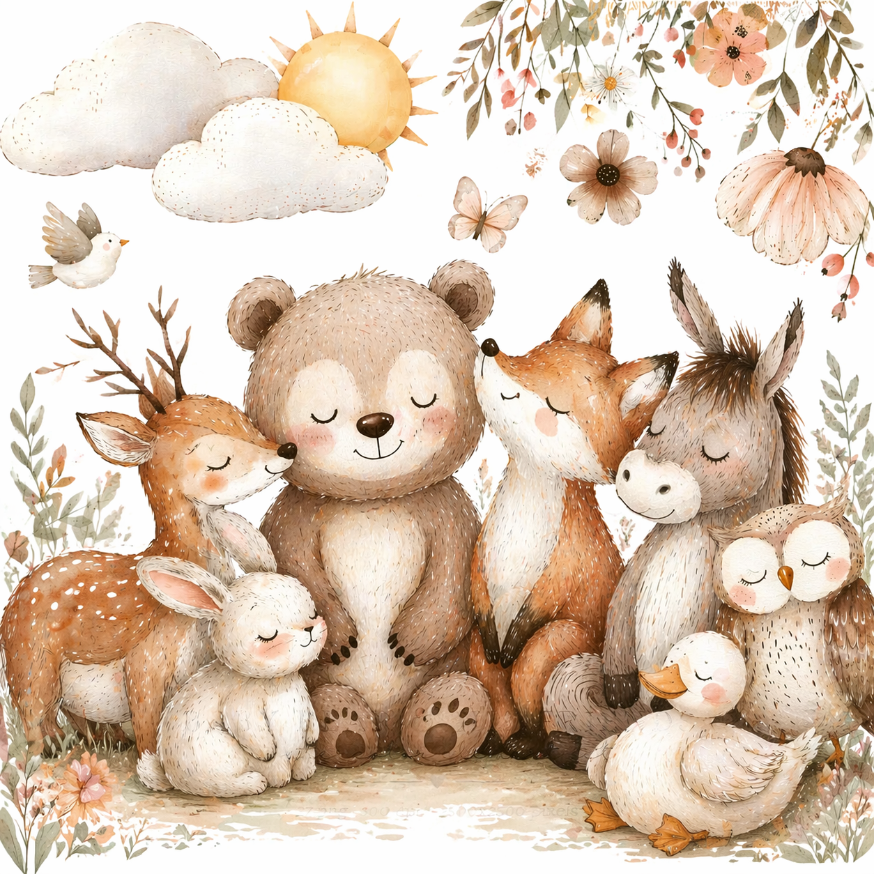 Woodland Animals Watercolor Clipart Set Animals PNG Bundle Cute Forest Nursery Graphics – DELINO