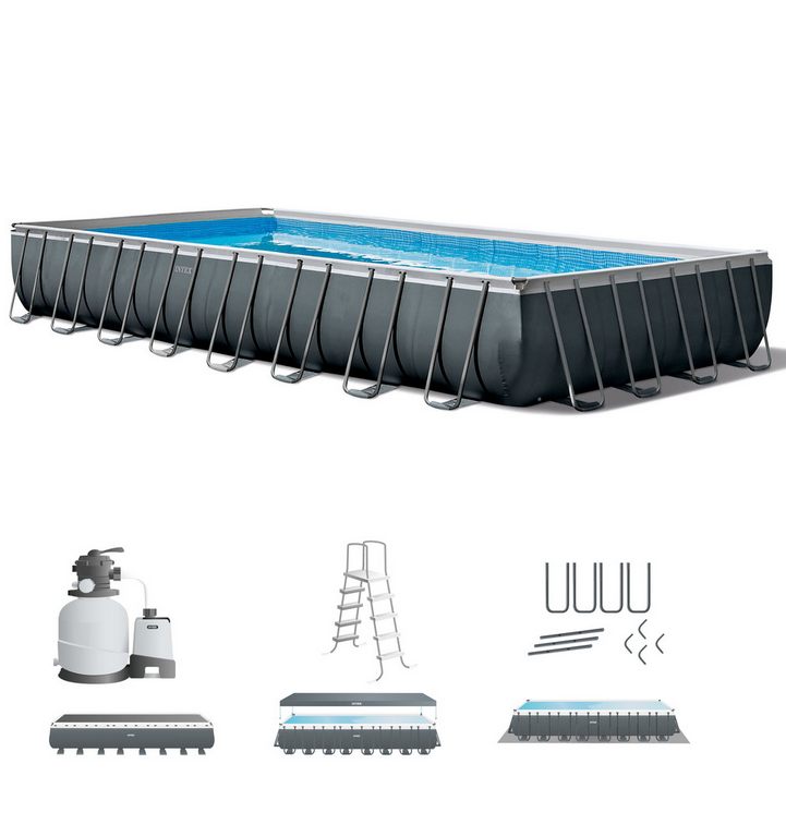 Intex Ultra XTR 32 ft. x 16 ft. Rectangular Above Ground Pool Set with Sand Filter Pump and Ladder